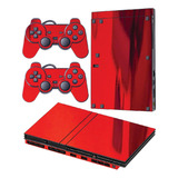 Skin Ps2 Slim R2 Compatível Playstation 2 Cromo Vermelho