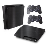 Skin Ps3 Slim Adesivo Pelicula Cromo Dark Escovado
