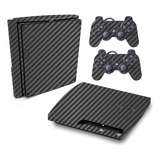 Skin Ps3 Slim Adesivo Pelicula Fibra Cinza