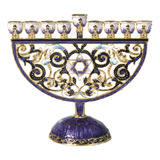 Sl 9 Menorah Ramo Mão-pintado Esmalte Antigo Castiçal Ww