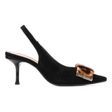 Slingback Jorge Bischoff Preto Guepardo Laço Suede