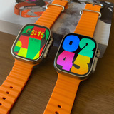 Smartwatch Amoled Ultra Max Serie 9 Plus Nfc Original+brinde Caixa Prateado Pulseira Laranja-claro