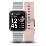 Smartwatch Technos Connect Max Prateado E Rosa Casual