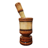 Socador De Alho Pilão Madeira Grande Artesanal Envernizado