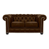 Sofá 2 Lugares 180cm Chesterfield Couro Capucino - Mempra