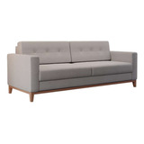 Sofá 3 Lugares Living Pés E Base Em Madeira Linho Cotton ... Cor Cru