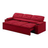 Sofá 3 Lugares Retrátil E Reclinável Pop 2,05m Cor Vermelho Desenho Do Tecido Velosuede