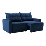 Sofá 3 Lugares Retrátil Lubeck Suede Azul Marinho 180 Cm