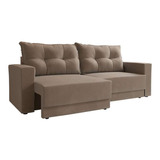 Sofá 3 Lugares Retrátil Lubeck Suede Bege