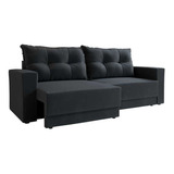 Sofá 3 Lugares Retrátil Lubeck Suede Grafite