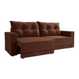 Sofá 3 Lugares Retrátil Lubeck Suede Marrom