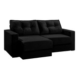 Sofá 3 Lugares Retrátil Lubeck Suede Preto 180 Cm