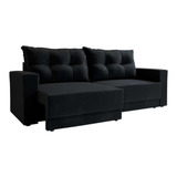 Sofá 3 Lugares Retrátil Lubeck Suede Preto