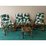 Sofá De Bambu Cadeiras Móveis Jardim Kit Conjunto Poltronas 
