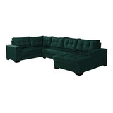 Sofá De Canto 6 Lugares Bia Com Chaise Direito Suede Verde