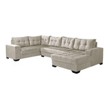 Sofá De Canto 6 Lugares Com Chaise Direito Dijon Suede Ar...