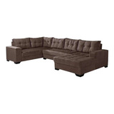 Sofá De Canto 6 Lugares Com Chaise Direito Dijon Suede Ma...