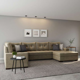 Sofá De Canto 6 Lugares Com Chaise Direito Mônaco Suede A...