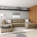 Sofá De Canto 6 Lugares Com Chaise Direito Nice Suede Ani...