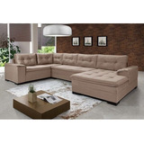 Sofá De Canto 6 Lugares Com Chaise Suede Aveludado Viena