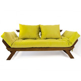 Sofá Japão Futon Acquablock Amarelo Madeira Imbuia