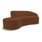 Sofá Living 2 Lugares 180cm Braço Dir Mozart Veludo Telha Cor Salmão