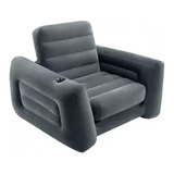 Sofá Poltrona Inflável Colchão Cama 2 Em 1 - Intex Cor Cinza