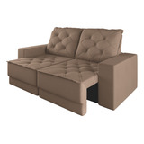 Sofá Retrátil E Reclinável 3 Lugares Verona Suede Capuccino Cor Cappuccino