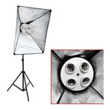 Softbox 60x90 Cm Com Soquete Quádruplo E27 E Tripé Youtubers