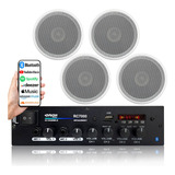 Som Ambiente Bluetooth Rc7000 + 4 Caixas De Som De Embutir Cor Branco 110v/220v