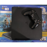 Sony Playstation 4 Slim 1tb Hits Bundle: God Of War/gran Turismo Sport/uncharted 4: A Thief's End Cor Preto Onyx