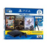 Sony Playstation 4 Slim 1tb Mega Pack: Grand Theft Auto V Premium Edition/days Gone/horizon Zero Dawn Complete Edition/fortnite Cor Preto Onyx