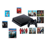 Sony Playstation 4 Slim 500gb Com Jogos Fisico