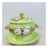 Sopeira / Tigela C/presentoir Porcelana Portuguesa Rosas