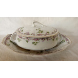 Sopeira De Porcelana Alemã. Antiga Com Presentoir Travessa