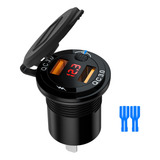 Soquete De Carregador Usb Qc 3.0 Com Display Led E Interrupt