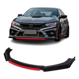 Spoiler Dianteiro Honda Civic G10 Black Piano Vermelho Saia