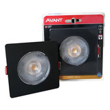 Spot Led Preto 5w Avant Quadrado Branco Quente 3000k