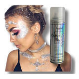 Spray Glitter Prata Holográfico Carnaval P/ Cabelo E Corpo 