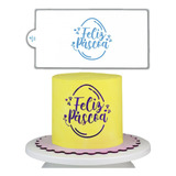 Stencil Decorativo Decoração Confeitaria Bolos Feliz Páscoa Cor Branco