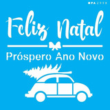 Stencil Opa 14 X 14 Cm - Feliz Natal Fusca - 2998