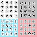 Stencil Personagens Infantis Kit 64 Moldes 7x7cm
