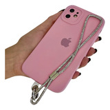 Strap Phone Luxo 18cm Strass Cordão Brilho Prata Celular