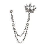 Strass Cristal Coroa Cadeia Borlas Broche De Lapela Pin