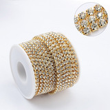 Strass Em Metro Corrente Rolo Com 5 Metros Ss12 Dourado 