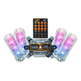 Strobo Automotivo Ajk 4 Faróis Rgb Com Controle Central