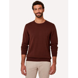 Suéter Dudalina Masculino Tricot Crewneck Basico Marrom
