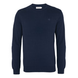 Suéter Dudalina Tricot Crewneck Basico Misto Azul Marinho
