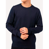 Sueter Ellus Tricot C-neck Visco Like Basic Azul Marinho