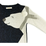 Suéter Infantil Em Tricô Estampa Urso Polar Azul